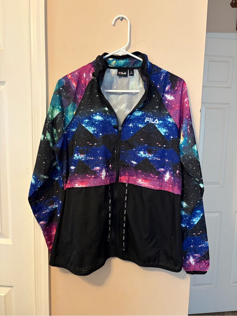 FILA Women's Galaxy Print Bomber Jacket - Black, Blue & Purple